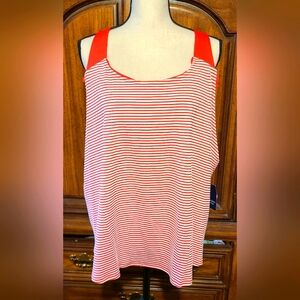 Crown & Ivy red and white tank with built-in bra. New with tags.